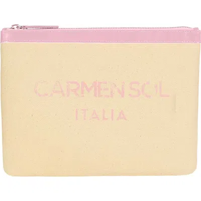 Carmen Sol Firenze Canvas Pochette In Baby Pink