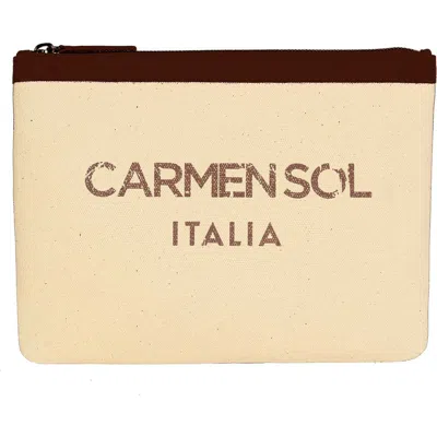 Carmen Sol Firenze Canvas Pochette In Brown