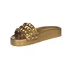 Carmen Sol Franco 3 Strap Slides Ultra Shiny In Gold