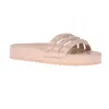 Carmen Sol Franco 3 Strap Slides Ultra Shiny In Nude