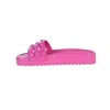 Carmen Sol Franco 3 Strap Slides Ultra Shiny In Pink