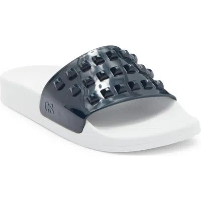 Carmen Sol Franco Waterproof Slide Sandal In Navy Blue