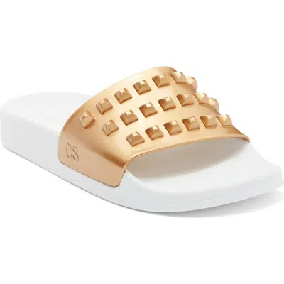 Carmen Sol Franco Waterproof Slide Sandal In Rose Gold