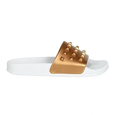Carmen Sol Franco White Slides Clearance In Gold