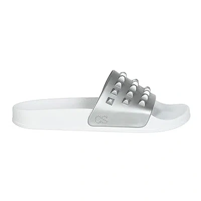 Carmen Sol Franco White Slides Clearance In Silver