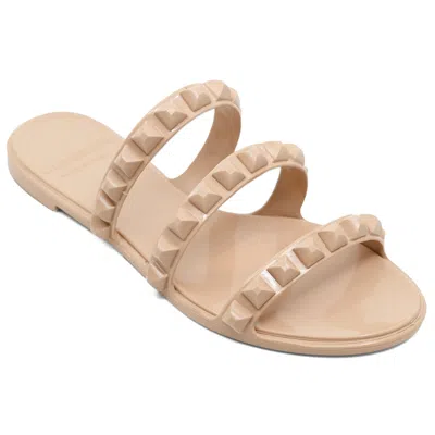 Carmen Sol Maria 3 Strap Flat Sandal Blush In Neutral