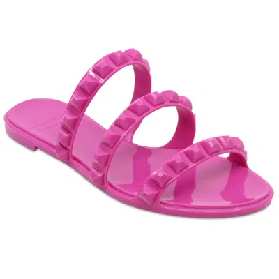 Carmen Sol Maria 3 Strap Flat Jelly Sandals In Fuchsia