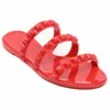 Carmen Sol Maria 3 Strap Flat Sandal Red In Red