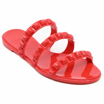 Carmen Sol Maria 3 Strap Flat Sandal Red