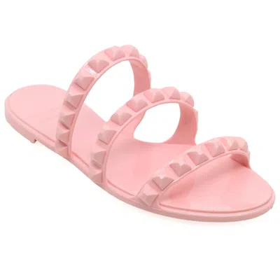 Carmen Sol Maria 3 Strap Flat Jelly Sandals In Baby Pink