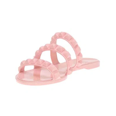 Carmen Sol Maria 3 Strap Flat Jelly Sandals In Baby Pink