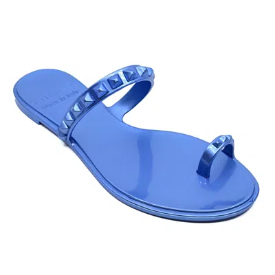 Carmen Sol Maria Flat Sandal Baby Blue Metallic