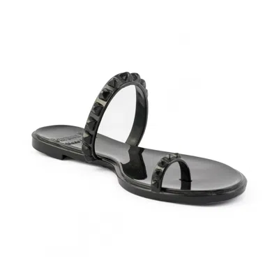 Carmen Sol Maria Flat Sandal In Black