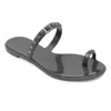 Carmen Sol Maria Flat Sandal Gunmetal- Metallic Jelly In Multi