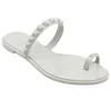 Carmen Sol Maria Flat Sandal Light Grey In Gray