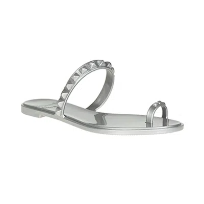 Carmen Sol Maria Flat Sandal In Silver