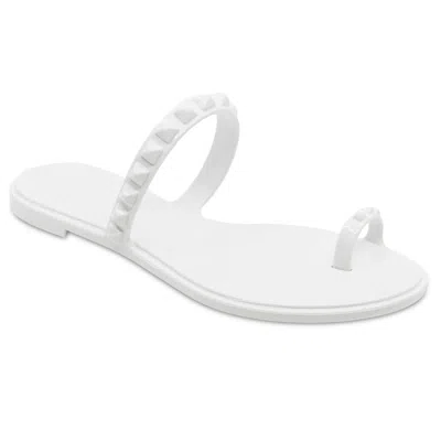 Carmen Sol Maria Flat Sandal White In Gray