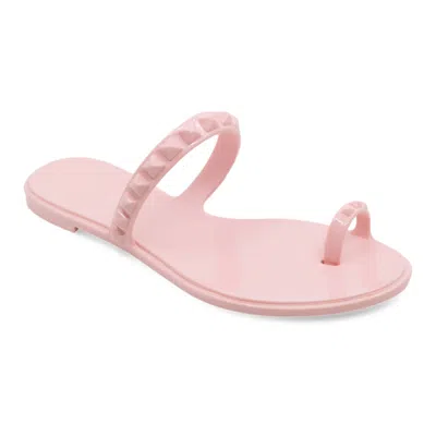 Carmen Sol Maria Flat Sandals In Baby Pink | Cushioned Sole, Studded Toe Ring &amp; Strap | Waterproof &amp; We