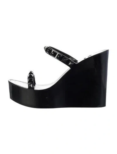 Pre-owned Carmen Sol Pvc Studded Accents Slides In Black
