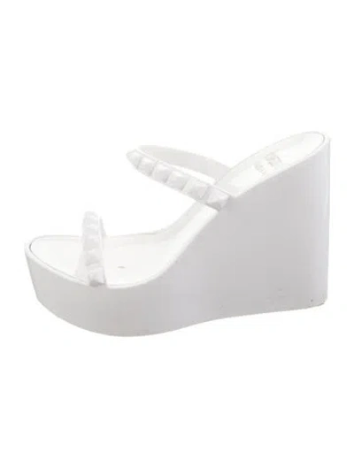 Pre-owned Carmen Sol Pvc Studded Accents Slides In White