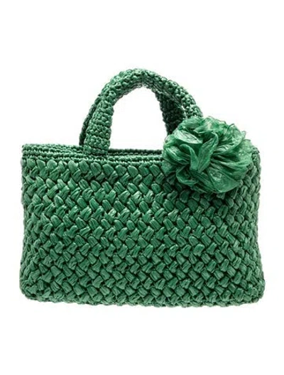 Pre-owned Carmen Sol Raffia Top Handle Bag In Green