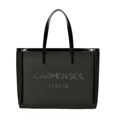 Carmen Sol Venezia Black Canvas Mini Tote