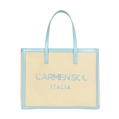 Carmen Sol Roma Canvas Large Tote In Blue