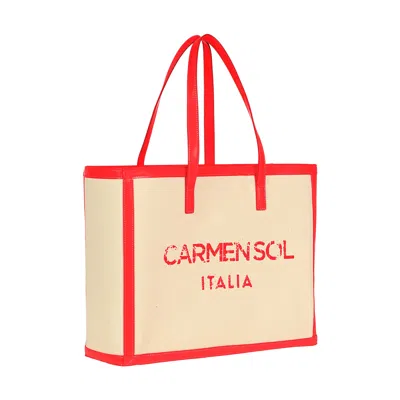 Carmen Sol Roma Canvas Large Tote In Neon-pink