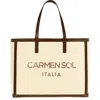 Carmen Sol Roma Canvas Large Tote In Brown