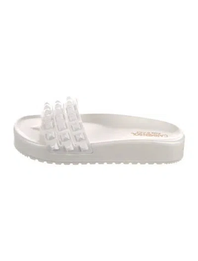 Pre-owned Carmen Sol Rubber Slides In White