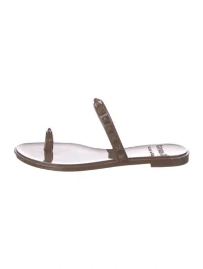 Pre-owned Carmen Sol Rubber Studded Accents Slides In Brown