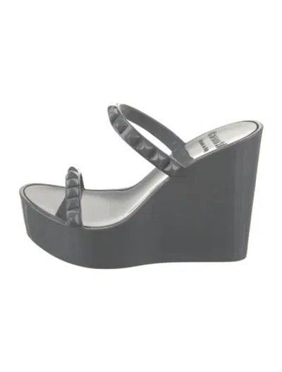 Pre-owned Carmen Sol Rubber Studded Accents Slides In Gray