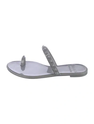 Pre-owned Carmen Sol Rubber Studded Accents Slides In Gray