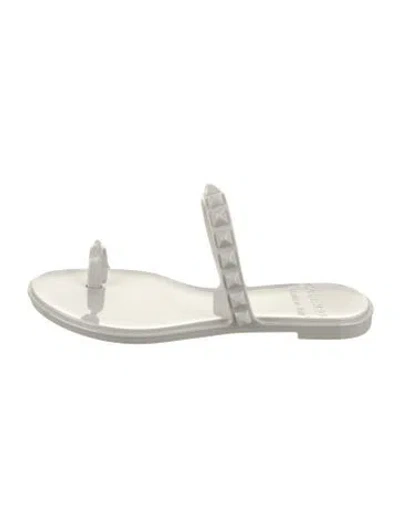 Pre-owned Carmen Sol Rubber Studded Accents Slides In Neutral