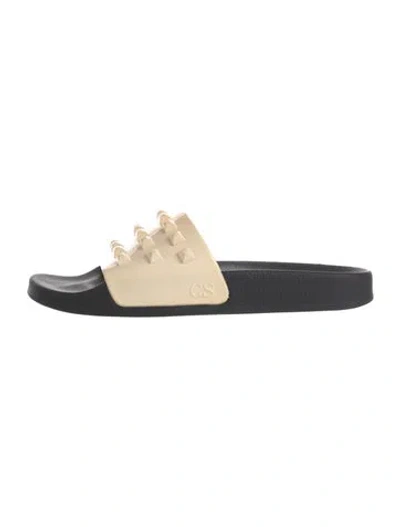 Pre-owned Carmen Sol Rubber Studded Accents Slides In Neutrals
