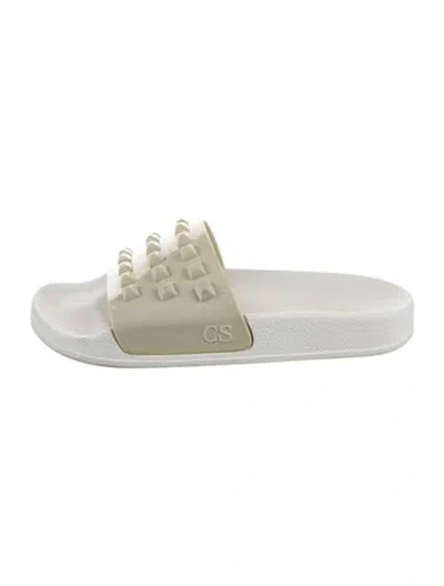Pre-owned Carmen Sol Rubber Studded Accents Slides In Neutrals