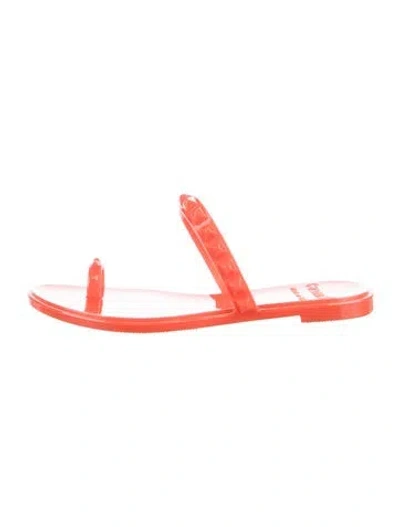 Pre-owned Carmen Sol Rubber Studded Accents Slides In Orange