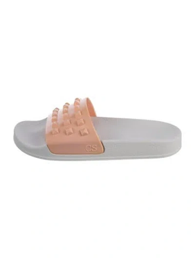 Pre-owned Carmen Sol Rubber Studded Accents Slides In Orange