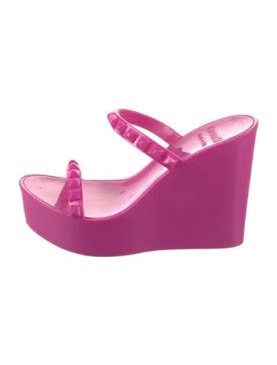 Pre-owned Carmen Sol Rubber Studded Accents Slides In Pink