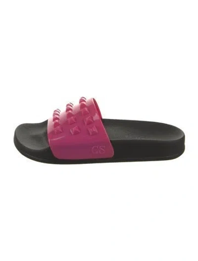 Pre-owned Carmen Sol Rubber Studded Accents Slides In Pink