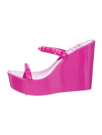 Pre-owned Carmen Sol Rubber Studded Accents Slides In Pink
