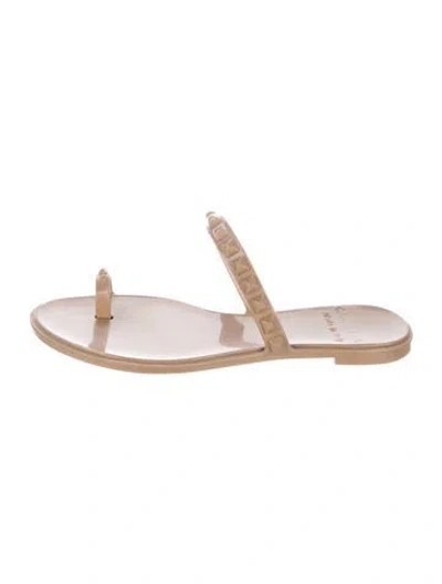 Pre-owned Carmen Sol Rubber Studded Accents Slides In Pink
