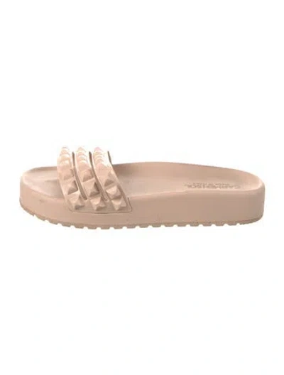 Pre-owned Carmen Sol Rubber Studded Accents Slides In Pink