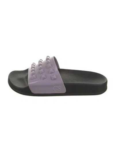 Pre-owned Carmen Sol Rubber Studded Accents Slides In Purple