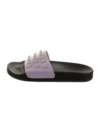 Pre-owned Carmen Sol Rubber Studded Accents Slides In Purple