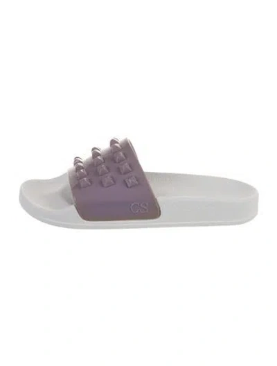 Pre-owned Carmen Sol Rubber Studded Accents Slides In Purple