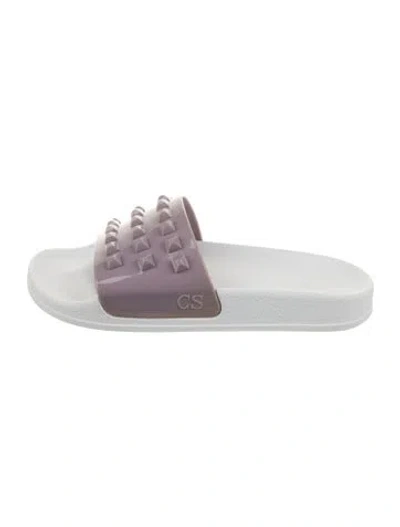 Pre-owned Carmen Sol Rubber Studded Accents Slides In Purple