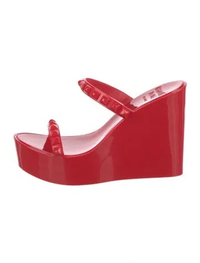 Pre-owned Carmen Sol Rubber Studded Accents Slides In Red