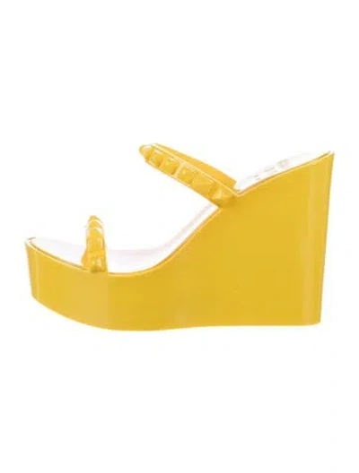 Pre-owned Carmen Sol Rubber Studded Accents Slides In Yellow