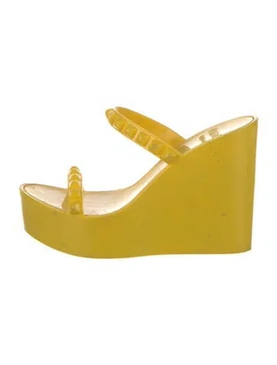 Pre-owned Carmen Sol Rubber Studded Accents Slides In Yellow